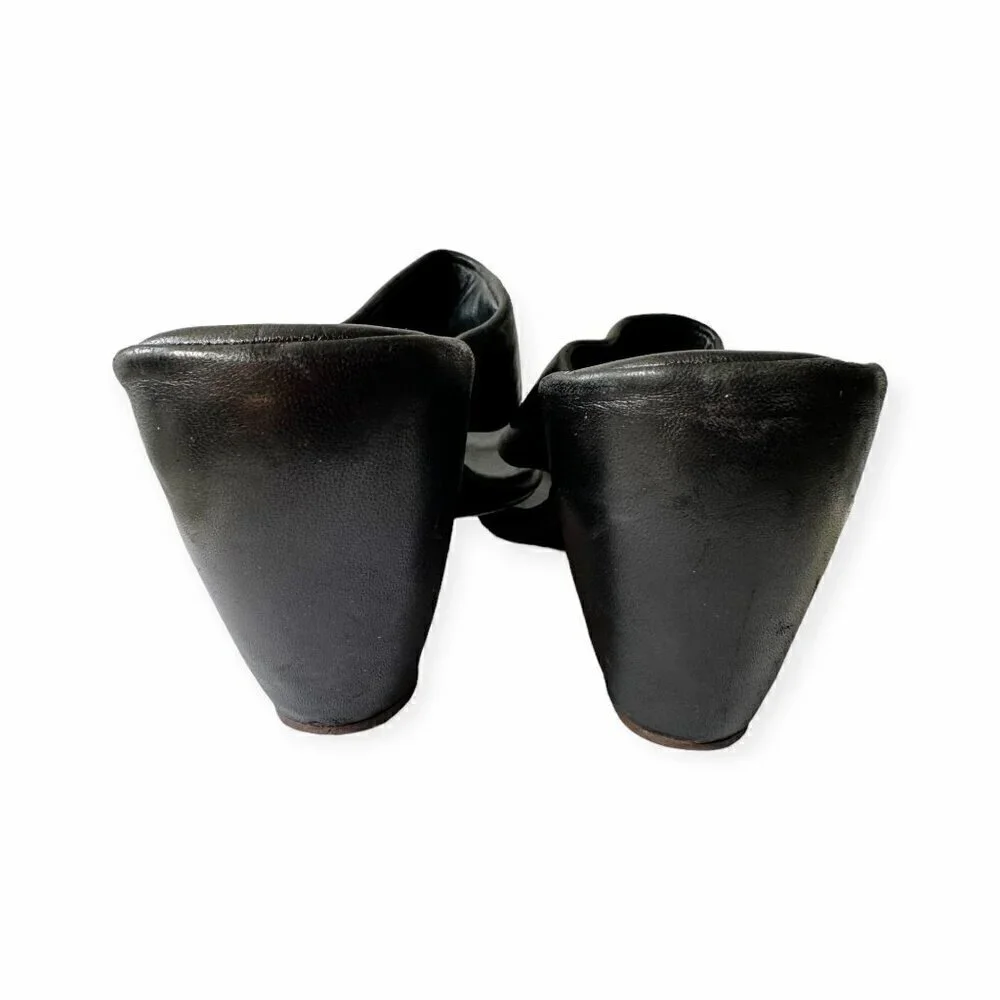 Vintage Y2K Faust Santini Black Wedge‎ Slide Sandals, Size 40EU